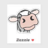 漫画の牛の白黒ピンクのキス灰色の農業動物 シール (シート)