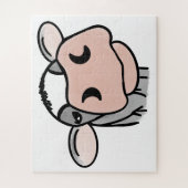 漫画の牛の白黒ピンクのキス灰色の農業動物 ジグソーパズル (縦)