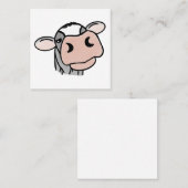漫画の牛の白黒ピンクのキス灰色の農業動物 スクエア名刺 (正面/裏面)