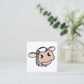 漫画の牛の白黒ピンクのキス灰色の農業動物 スクエア名刺 (スタンド正面)