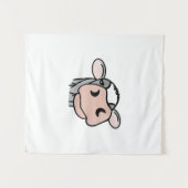 漫画の牛の白黒ピンクのキス灰色の農業動物 タペストリー (正面(横))