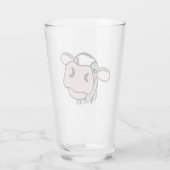 漫画の牛の白黒ピンクのキス灰色の農業動物 タンブラーグラス (裏面)
