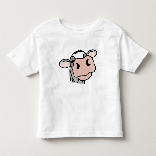 漫画の牛の白黒ピンクのキス灰色の農業動物 トドラーTシャツ (正面)
