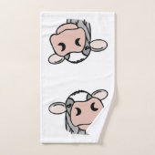 漫画の牛の白黒ピンクのキス灰色の農業動物 バスタオルセット (ハンドタオル)