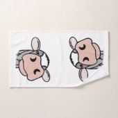 漫画の牛の白黒ピンクのキス灰色の農業動物 バスタオルセット (ハンドタオル)