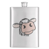 漫画の牛の白黒ピンクのキス灰色の農業動物 フラスク (正面)