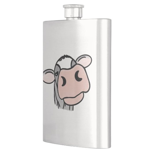 漫画の牛の白黒ピンクのキス灰色の農業動物 フラスク (左)