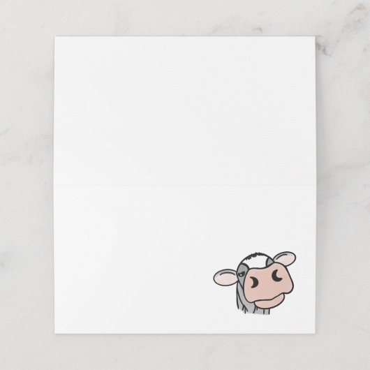 漫画の牛の白黒ピンクのキス灰色の農業動物 プレイスカード (外部開封)