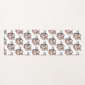 漫画の牛の白黒ピンクのキス灰色の農業動物 ヨガマット (正面(横))