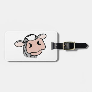 漫画の牛の白黒ピンクのキス灰色の農業動物 ラゲッジタグ
