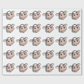 漫画の牛の白黒ピンクのキス灰色の農業動物 ラッピングペーパー (フラット)