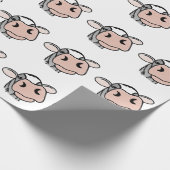 漫画の牛の白黒ピンクのキス灰色の農業動物 ラッピングペーパー (角)