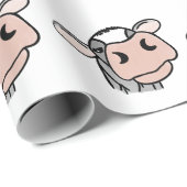 漫画の牛の白黒ピンクのキス灰色の農業動物 ラッピングペーパー (ロールコーナー)