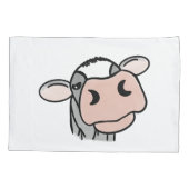 漫画の牛の白黒ピンクのキス灰色の農業動物 枕カバー (裏面)