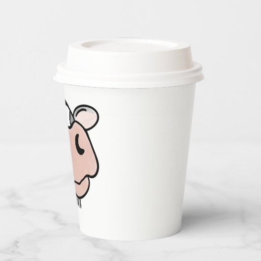 漫画の牛の白黒ピンクのキス灰色の農業動物 紙コップ (左)