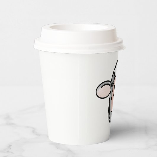 漫画の牛の白黒ピンクのキス灰色の農業動物 紙コップ (右)