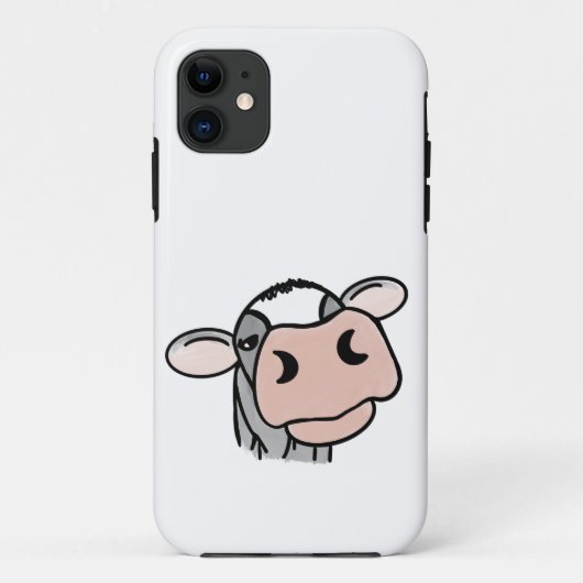 漫画の牛の白黒ピンクのキス灰色の農業動物 Case-Mate iPhoneケース (裏面)