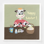 漫画の牛の絵を描卵イースター紙ナプキン (正面)