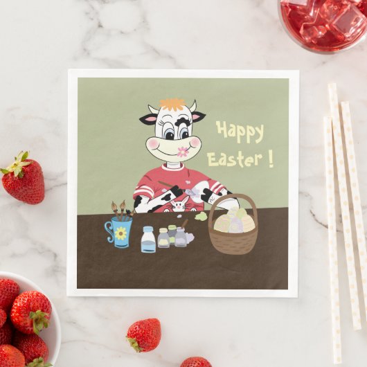 漫画の牛の絵を描卵イースター紙ナプキン (インサイチュ)