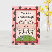 漫画の牛の記念日おめでとう カード (黄色い花)