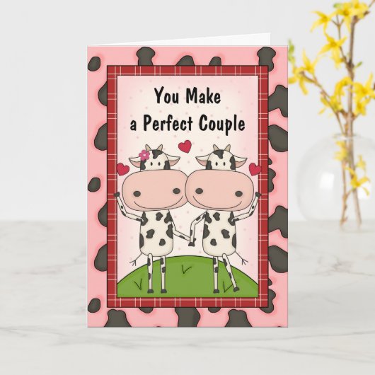 漫画の牛の記念日おめでとう カード (黄色い花)