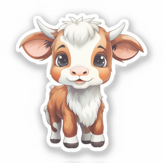 漫画の牛 シール (正面)