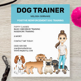 漫画の犬と女の子のカスタマイズ可能なドッグトレーナー チラシ