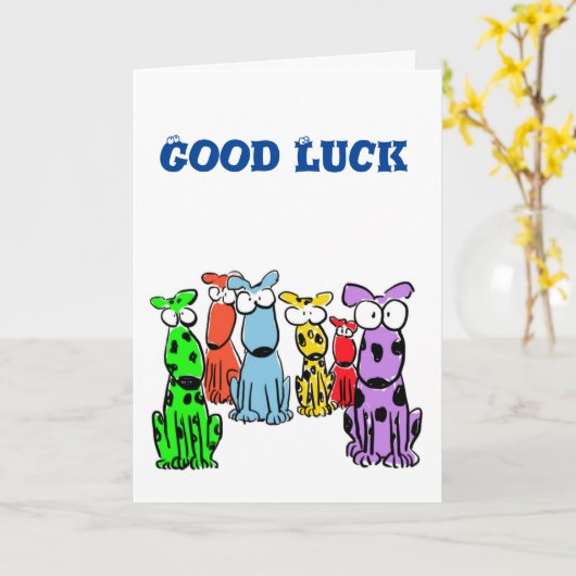 漫画の犬と幸運 カード (黄色い花)