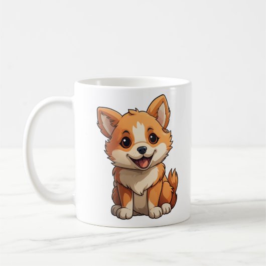 漫画の犬のイラストレーション コーヒーマグカップ (左)