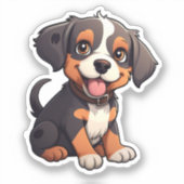 漫画の犬のイラストレーション シール (正面)