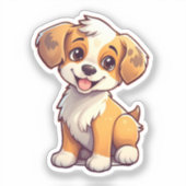 漫画の犬のイラストレーション シール (正面)