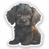 漫画の犬のイラストレーション シール (正面)