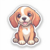 漫画の犬のイラストレーション シール (正面)