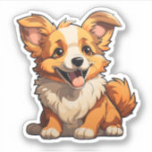 漫画の犬のイラストレーション シール (正面)