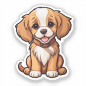 漫画の犬のイラストレーション シール (正面)