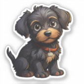 漫画の犬のイラストレーション シール (正面)