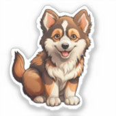 漫画の犬のイラストレーション シール (正面)