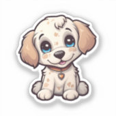 漫画の犬のイラストレーション シール (正面)