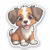 漫画の犬のイラストレーション シール (正面)