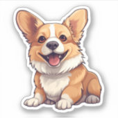 漫画の犬のイラストレーション シール (正面)