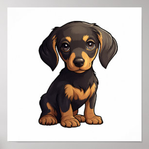 漫画の犬のイラストレーション ポスター