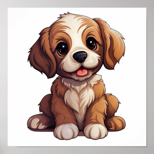 漫画の犬のイラストレーション ポスター (正面)