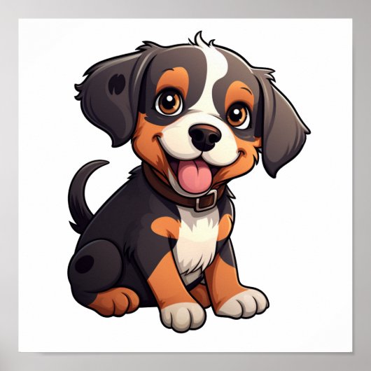 漫画の犬のイラストレーション ポスター (正面)