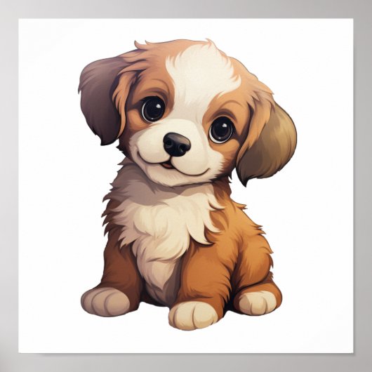 漫画の犬のイラストレーション ポスター (正面)