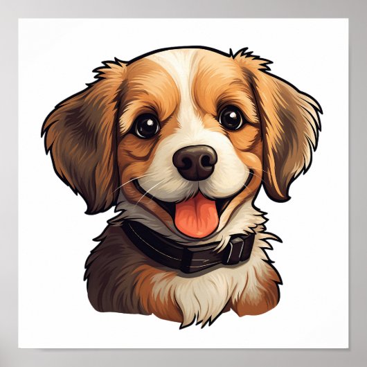 漫画の犬のイラストレーション ポスター (正面)