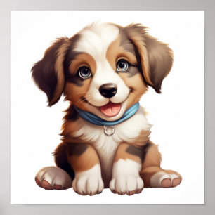 漫画の犬のイラストレーション ポスター