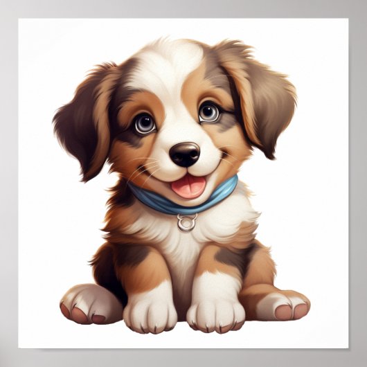 漫画の犬のイラストレーション ポスター (正面)
