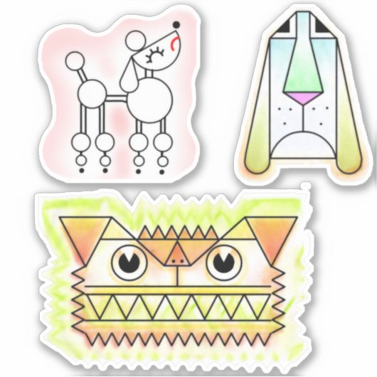 漫画の犬のカスタムカットのビニールのステッカーセット シール (正面)