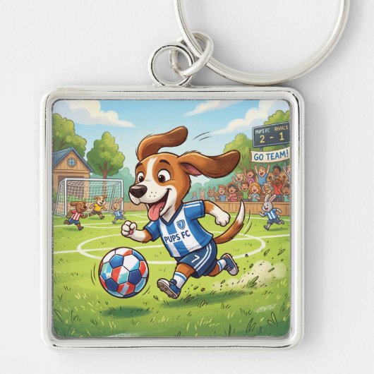 漫画の犬のサッカー選手 キーホルダー (正面)
