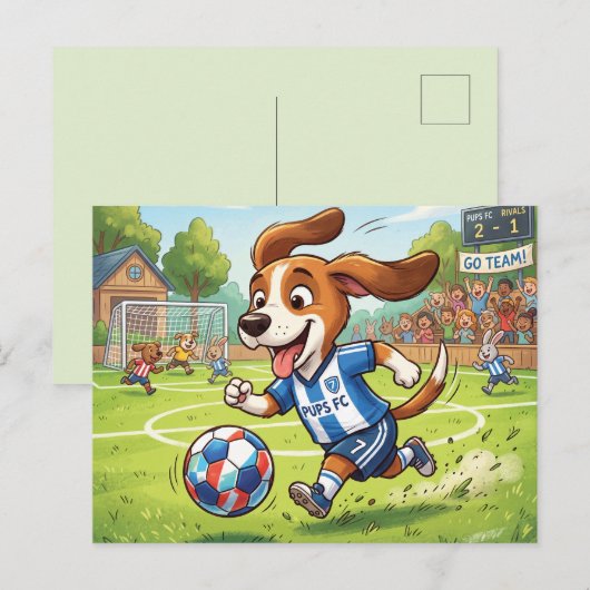 漫画の犬のサッカー選手 シーズンポストカード (正面/裏面)